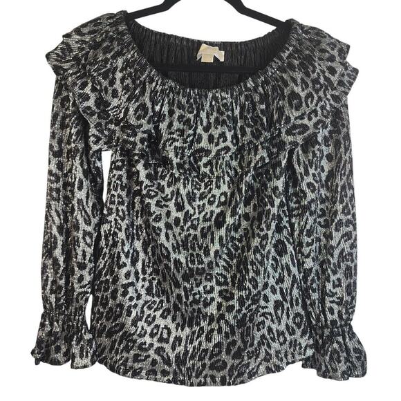 MICHAEL Michael Kors Tops - Michael Michael Kors MK Women's Animal Print Off-The-Shoulder Blouse Top Size XS